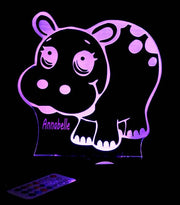 Jungle Hippo - 3D LED Night Light 7 Colours + Remote Control - Kustombox