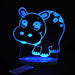 Jungle Hippo - 3D LED Night Light 7 Colours + Remote Control - Kustombox