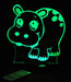 Jungle Hippo - 3D LED Night Light 7 Colours + Remote Control - Kustombox