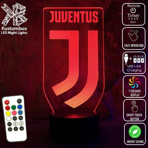 JUVENTUS FOOTBALL Club LED Night Light 7 Colours + Remote Control - Kustombox