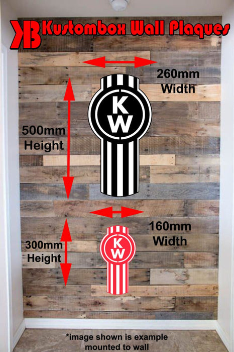 Kenworth Truck Logo Wall Mounted Plaque Acrylic Collectors Item - KustomboxWall PlaqueKustomboxRed On White 300mm