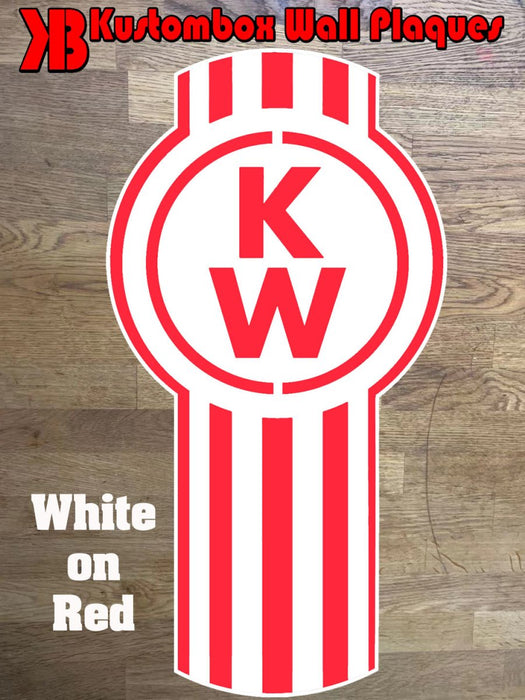 Kenworth Truck Logo Wall Mounted Plaque Acrylic Collectors Item - KustomboxWall PlaqueKustomboxRed On White 300mm
