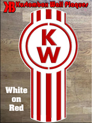 Kenworth Truck Logo Wall Mounted Plaque Acrylic Collectors Item - KustomboxWall PlaqueKustomboxRed On White 300mm
