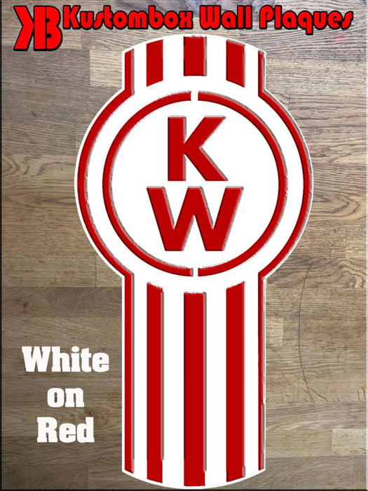 Kenworth Truck Logo Wall Mounted Plaque Acrylic Collectors Item - KustomboxWall PlaqueKustomboxRed On White 300mm