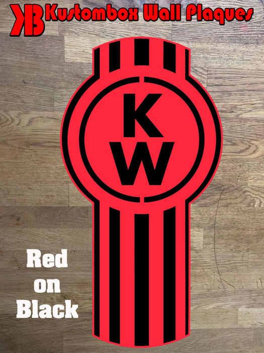 Kenworth Truck Logo Wall Mounted Plaque Acrylic Collectors Item - KustomboxWall PlaqueKustomboxRed On White 300mm