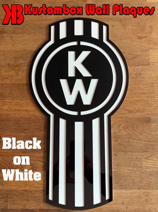 Kenworth Truck Logo Wall Mounted Plaque Acrylic Collectors Item - KustomboxWall PlaqueKustomboxRed On White 300mm