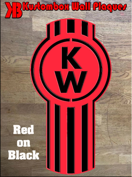 Kenworth Truck Logo Wall Mounted Plaque Acrylic Collectors Item - KustomboxWall PlaqueKustomboxRed On White 300mm