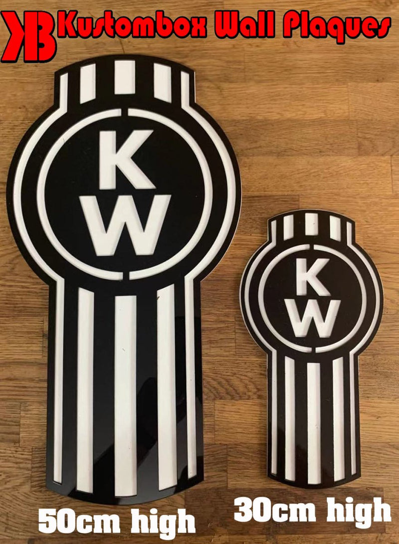 Kenworth Truck Logo Wall Mounted Plaque Acrylic Collectors Item - KustomboxWall PlaqueKustomboxRed On White 300mm