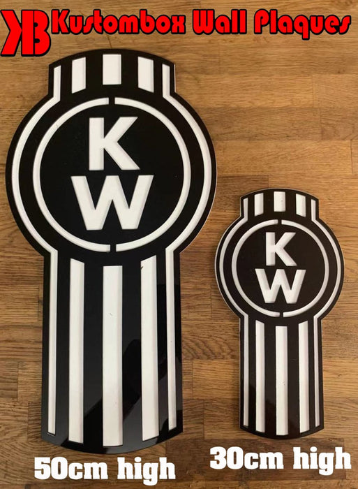 Kenworth Truck Logo Wall Mounted Plaque Acrylic Collectors Item - KustomboxWall PlaqueKustomboxRed On White 300mm