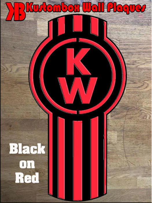 Kenworth Truck Logo Wall Mounted Plaque Acrylic Collectors Item - KustomboxWall PlaqueKustomboxRed On White 300mm