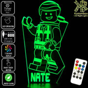 Lego Movie Emment Character Personalised Name - 3D LED Night Light 7 Colours + Remote Control - Kustombox