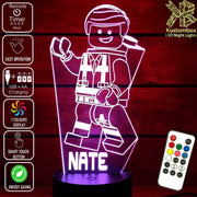 Lego Movie Emment Character Personalised Name - 3D LED Night Light 7 Colours + Remote Control - Kustombox