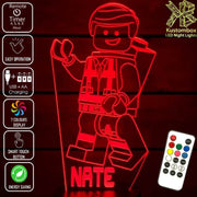 Lego Movie Emment Character Personalised Name - 3D LED Night Light 7 Colours + Remote Control - Kustombox