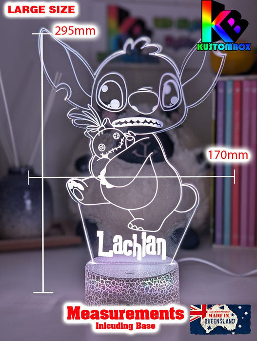 Lilo & Sitch & Scrump Personalised Name 3d LED Night Light lamp for Children - KustomboxDisneyKustomboxStandard Size