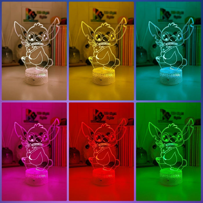 Lilo & Sitch & Scrump Personalised Name 3d LED Night Light lamp for Children - KustomboxDisneyKustomboxStandard Size