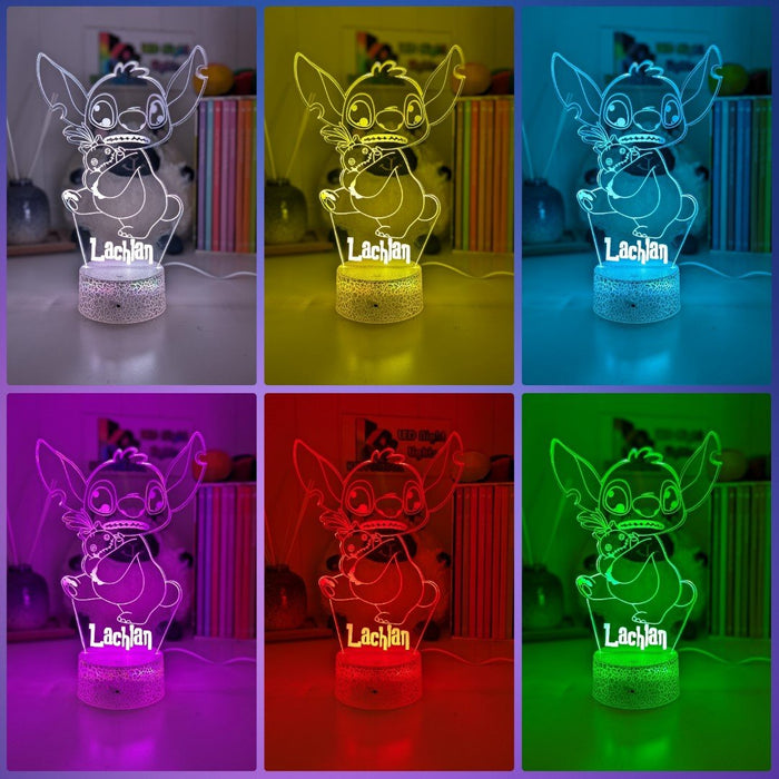 Lilo & Sitch & Scrump Personalised Name 3d LED Night Light lamp for Children - KustomboxDisneyKustomboxStandard Size