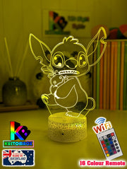 Lilo & Sitch & Scrump Personalised Name 3d LED Night Light lamp for Children - KustomboxDisneyKustomboxStandard Size