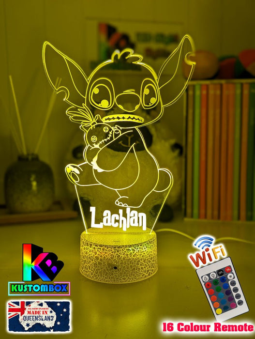 Lilo & Sitch & Scrump Personalised Name 3d LED Night Light lamp for Children - KustomboxDisneyKustomboxStandard Size