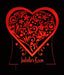 Love Heart Flower Personalised Name - 3D LED Night Light 7 Colours + Remote Control - Kustombox