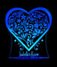 Love Heart Flower Personalised Name - 3D LED Night Light 7 Colours + Remote Control - Kustombox