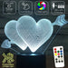 Love Hearts Double - 3D LED Night Light 7 Colours + Remote Control - Kustombox
