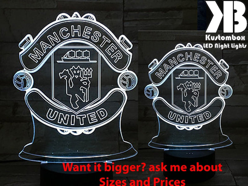 MANCHESTER UNITED Football Club LED Night Light 7 Colours + Remote Control - Kustombox EFC SOCCER