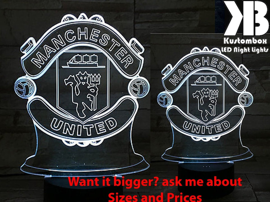MANCHESTER UNITED Football Club LED Night Light 7 Colours + Remote Control - Kustombox EFC SOCCER