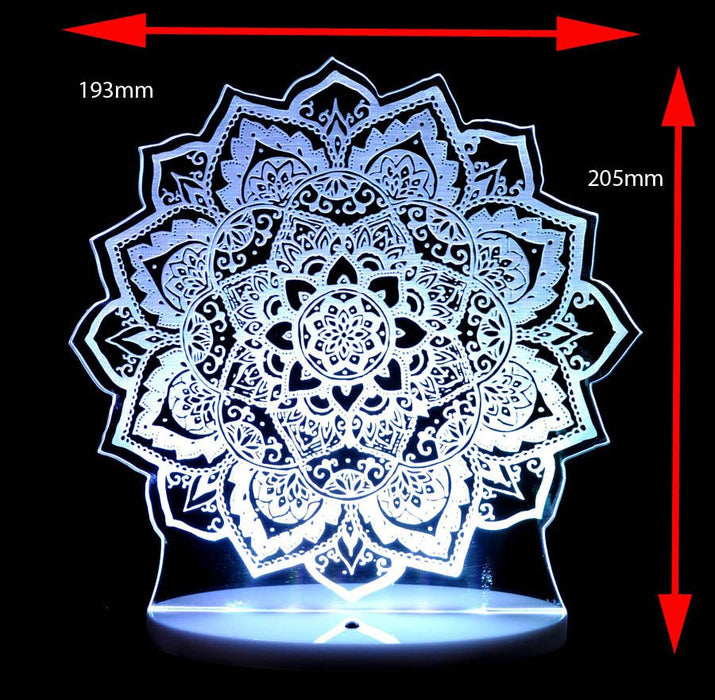 Mandala Flower - 3D LED Night Light 7 Colours + Remote Control - KustomboxNight Lights & Ambient LightingKustomboxStandard