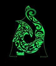 Maori Hei Matau Fish Hook Personlised Name - 3D LED Night Light 7 Colours + Remote Control - Kustombox kiwi
