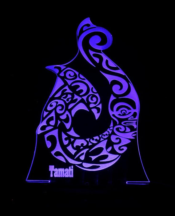 Maori Hei Matau Fish Hook Personlised Name - 3D LED Night Light 7 Colours + Remote Control - Kustombox kiwi