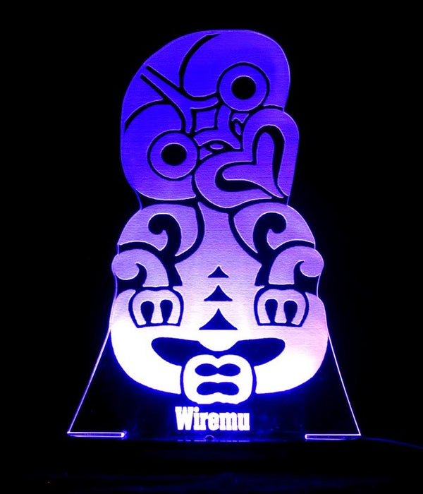 Maori Hei Tiki Personalised Name - 3D LED Night Light 7 Colours + Remote Control - Kustombox kiwi