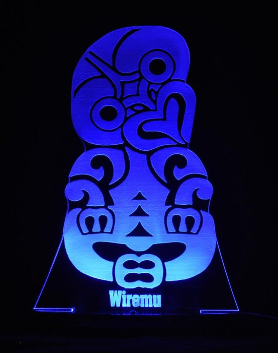 Maori Hei Tiki Personalised Name - 3D LED Night Light 7 Colours + Remote Control - Kustombox kiwi