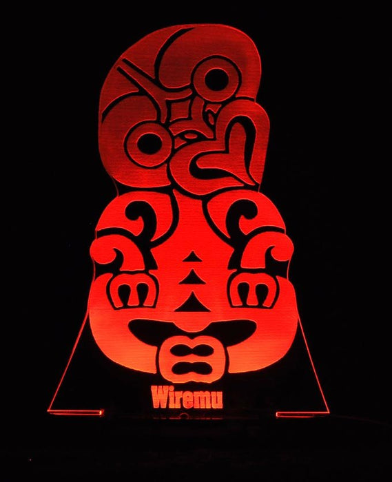 Maori Hei Tiki Personalised Name - 3D LED Night Light 7 Colours + Remote Control - Kustombox kiwi
