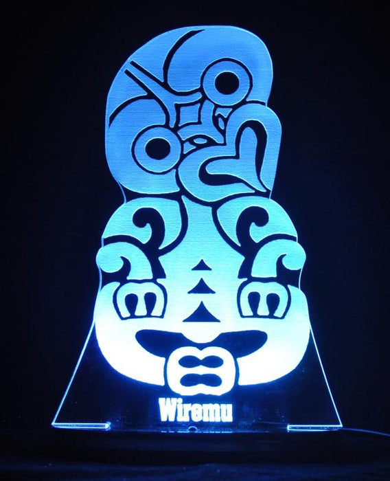 Maori Hei Tiki Personalised Name - 3D LED Night Light 7 Colours + Remote Control - Kustombox kiwi