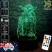 Master Jedi Yoda Star Wars - 3D LED Night Light 7 Colours + Remote Control - Kustombox