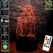 Master Jedi Yoda Star Wars - 3D LED Night Light 7 Colours + Remote Control - Kustombox