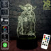 Master Jedi Yoda Star Wars - 3D LED Night Light 7 Colours + Remote Control - Kustombox