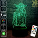 Master Jedi Yoda Star Wars - 3D LED Night Light 7 Colours + Remote Control - Kustombox