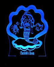 Mermaid with Shell Personalised Name - 3D LED Night Light 7 Colours + Remote Control - Kustombox