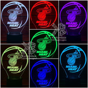 MIAMI HEAT NBA BASKETBALL LED Night Light 7 Colours + Remote Control - Kustombox