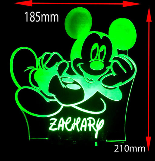 Mickey Mouse Personalised Name - 3D LED Night Light 7 Colours + Remote Control - Kustombox disney