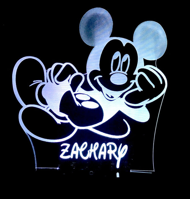 Mickey Mouse Personalised Name - 3D LED Night Light 7 Colours + Remote Control - Kustombox disney