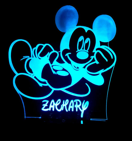 Mickey Mouse Personalised Name - 3D LED Night Light 7 Colours + Remote Control - Kustombox disney