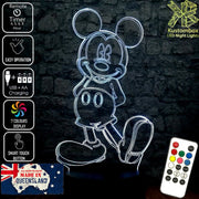 Mickey Mouse Standing Disney 3D - LED Night Light 7 Colours + Remote Control - Kustombox