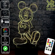 Mickey Mouse Standing Disney 3D - LED Night Light 7 Colours + Remote Control - Kustombox