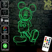 Mickey Mouse Standing Disney 3D - LED Night Light 7 Colours + Remote Control - Kustombox