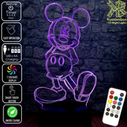 Mickey Mouse Standing Disney 3D - LED Night Light 7 Colours + Remote Control - Kustombox