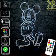 Mickey Mouse Standing Disney 3D - LED Night Light 7 Colours + Remote Control - Kustombox