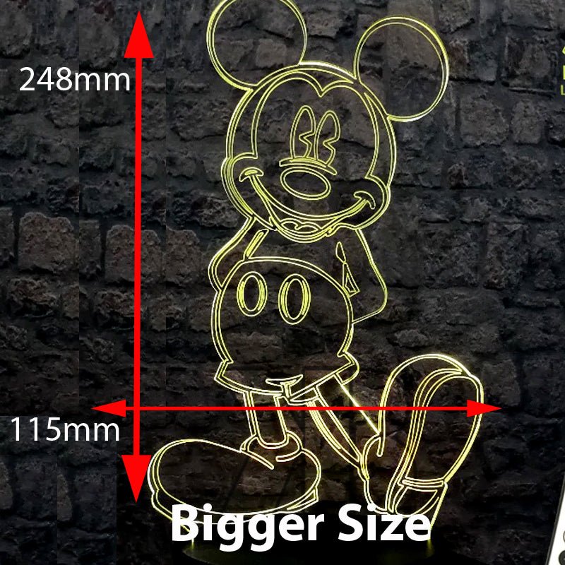 Mickey Mouse Standing Disney 3D - LED Night Light 7 Colours + Remote Control - Kustombox