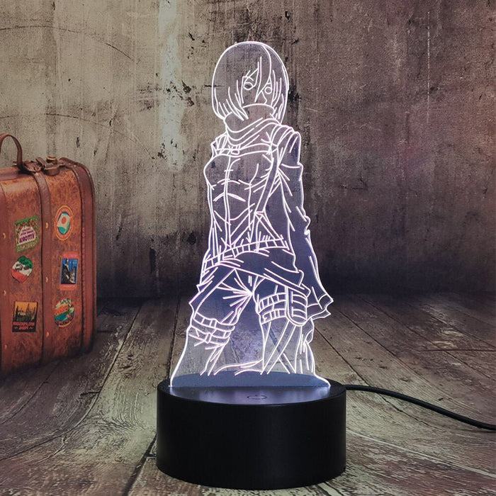 Mikasa Ackerman Attack of Titans - 3D LED Night Light 7 Colours + Remote Control - Kustombox